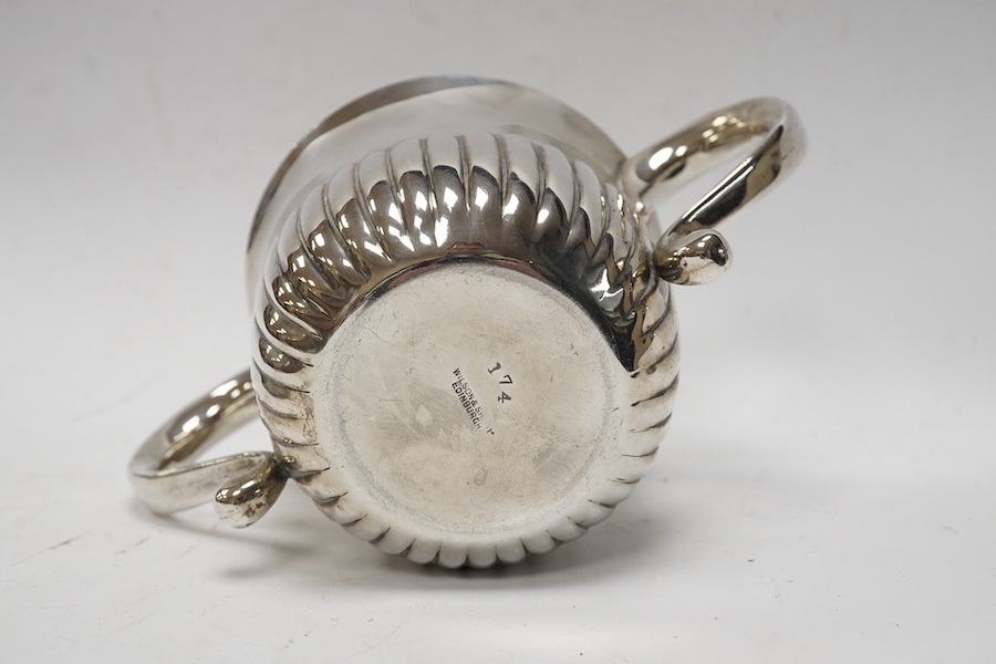 A George V demi-fluted silver porringer, Wilson & Sharp, London 1912, height 82mm, 8.6oz. Condition - good